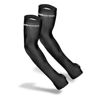 Pair of black arm sleeves with logo