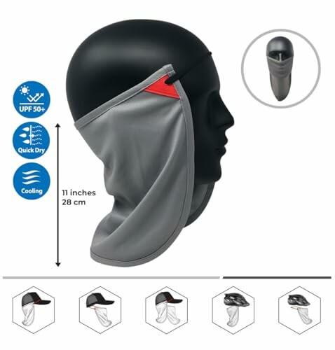 Cooling face cover with UPF 50+ protection